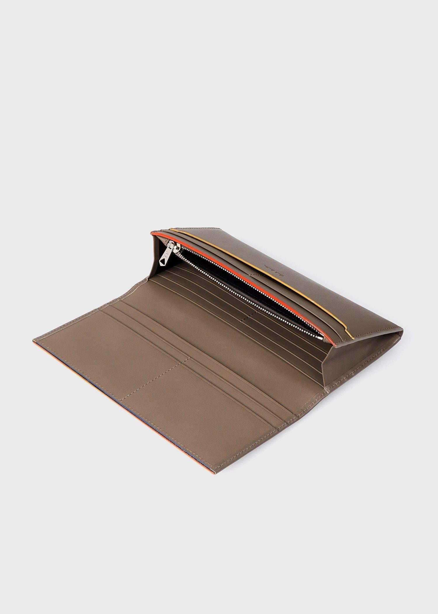 ストライプカラードエッジ 長財布（グレイッシュベージュ） ｜ポール